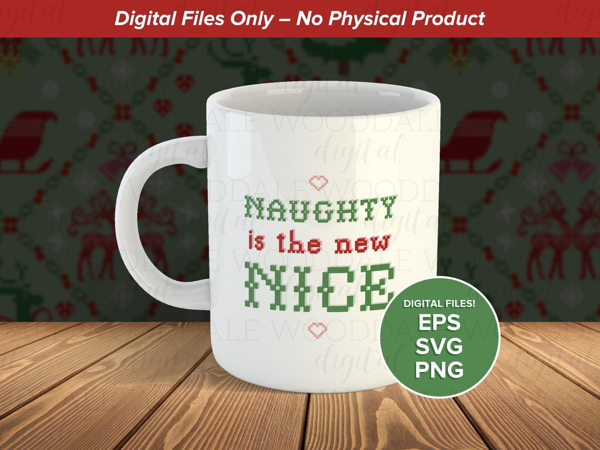 Naughty is the New Nice SVG – Retro Cross Stitch Christmas Saying – Vintage Holiday Design