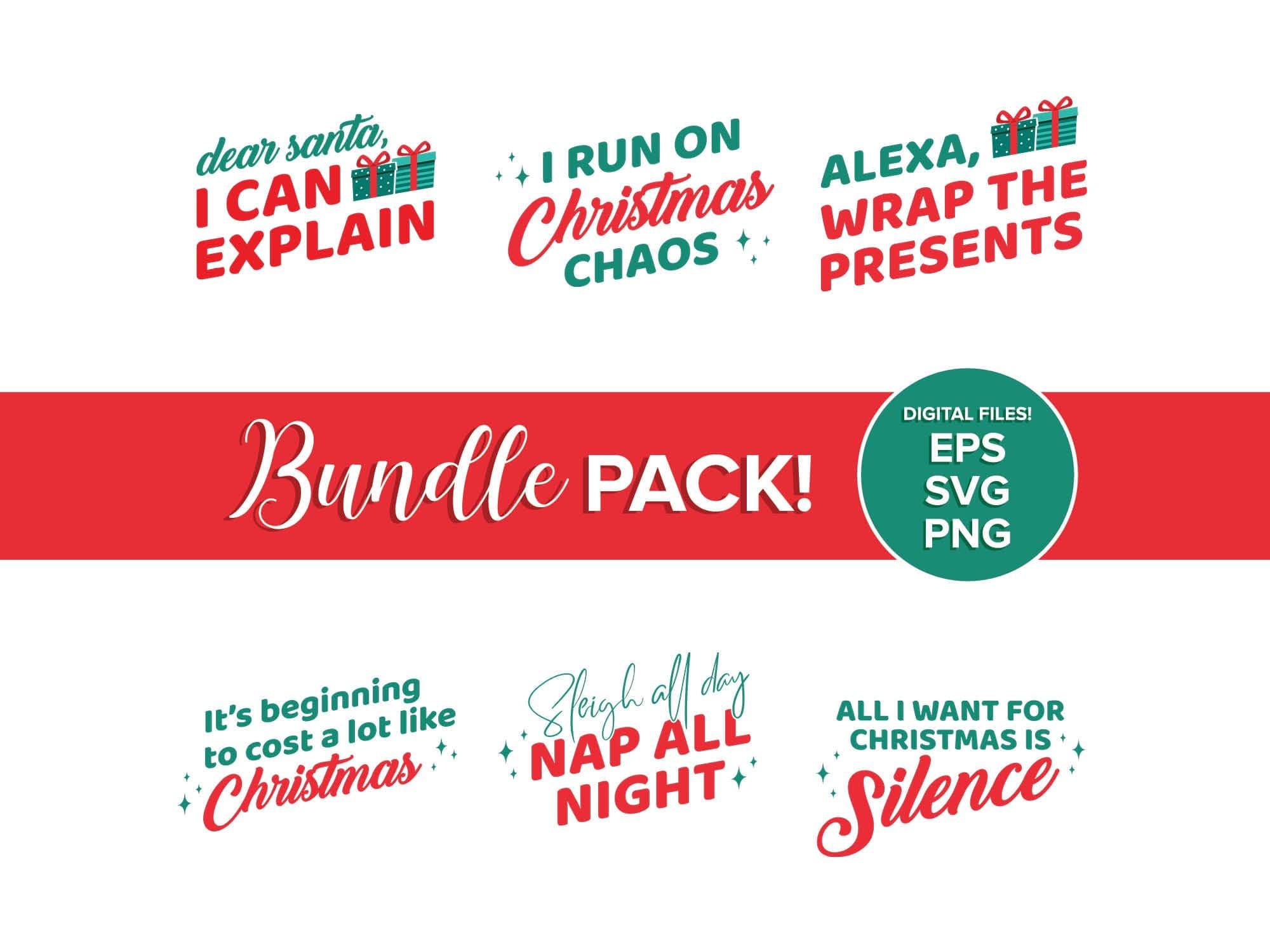 Funny Christmas Sayings SVG Bundle – 6 Funny Holiday Designs image 2