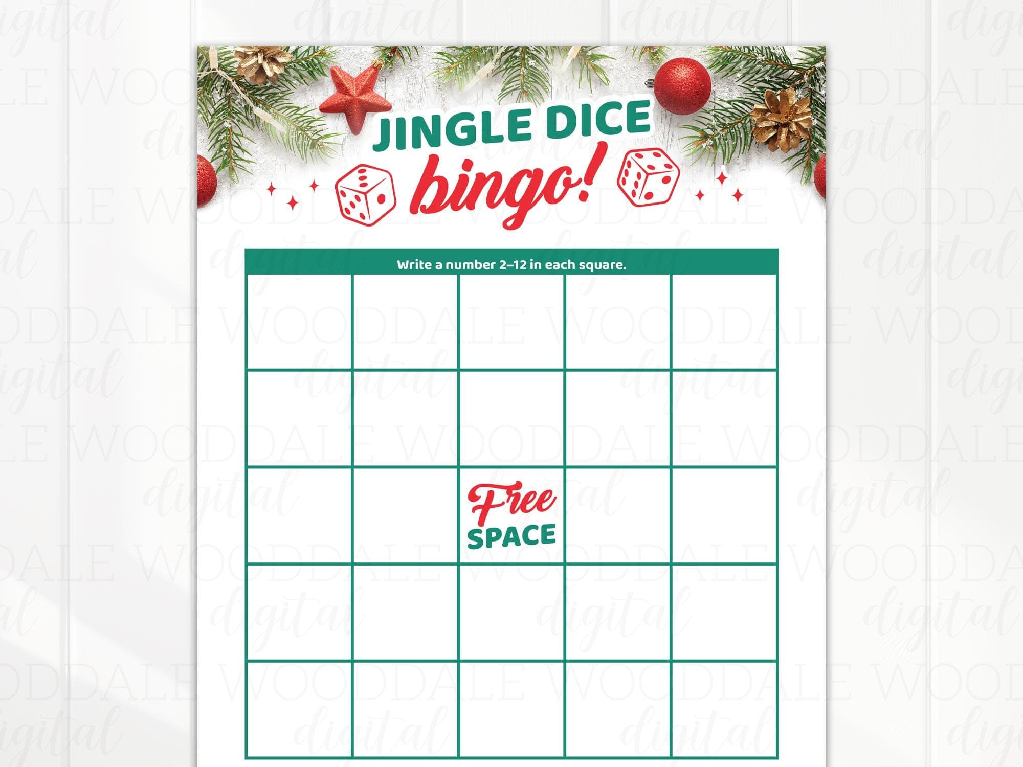 Christmas Bingo Dice Game • Instant Download PDF • 8.5x11 Game image 2