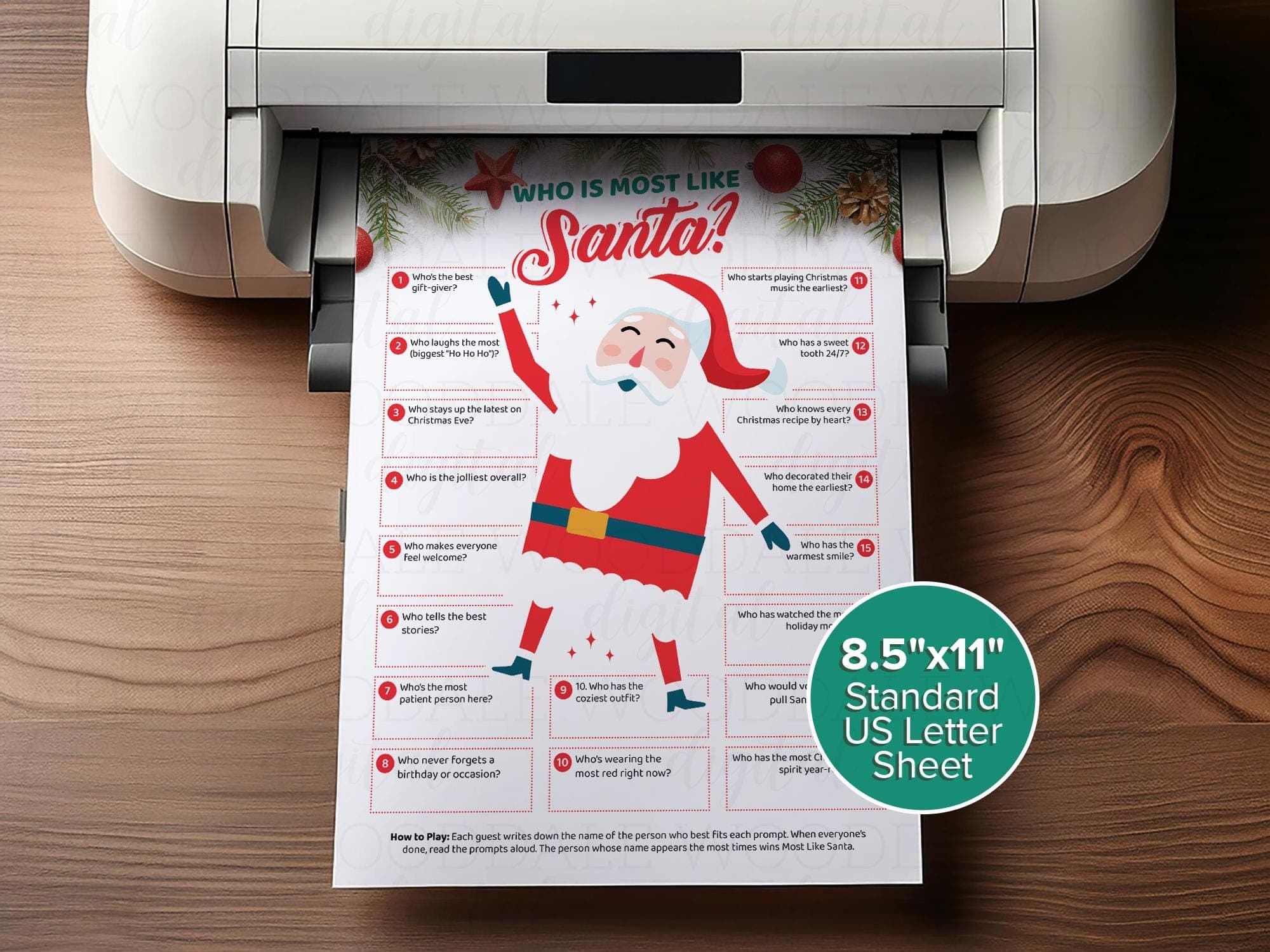 Who Is Most Like Santa? | Christmas Party Game | Printable PDF image 2