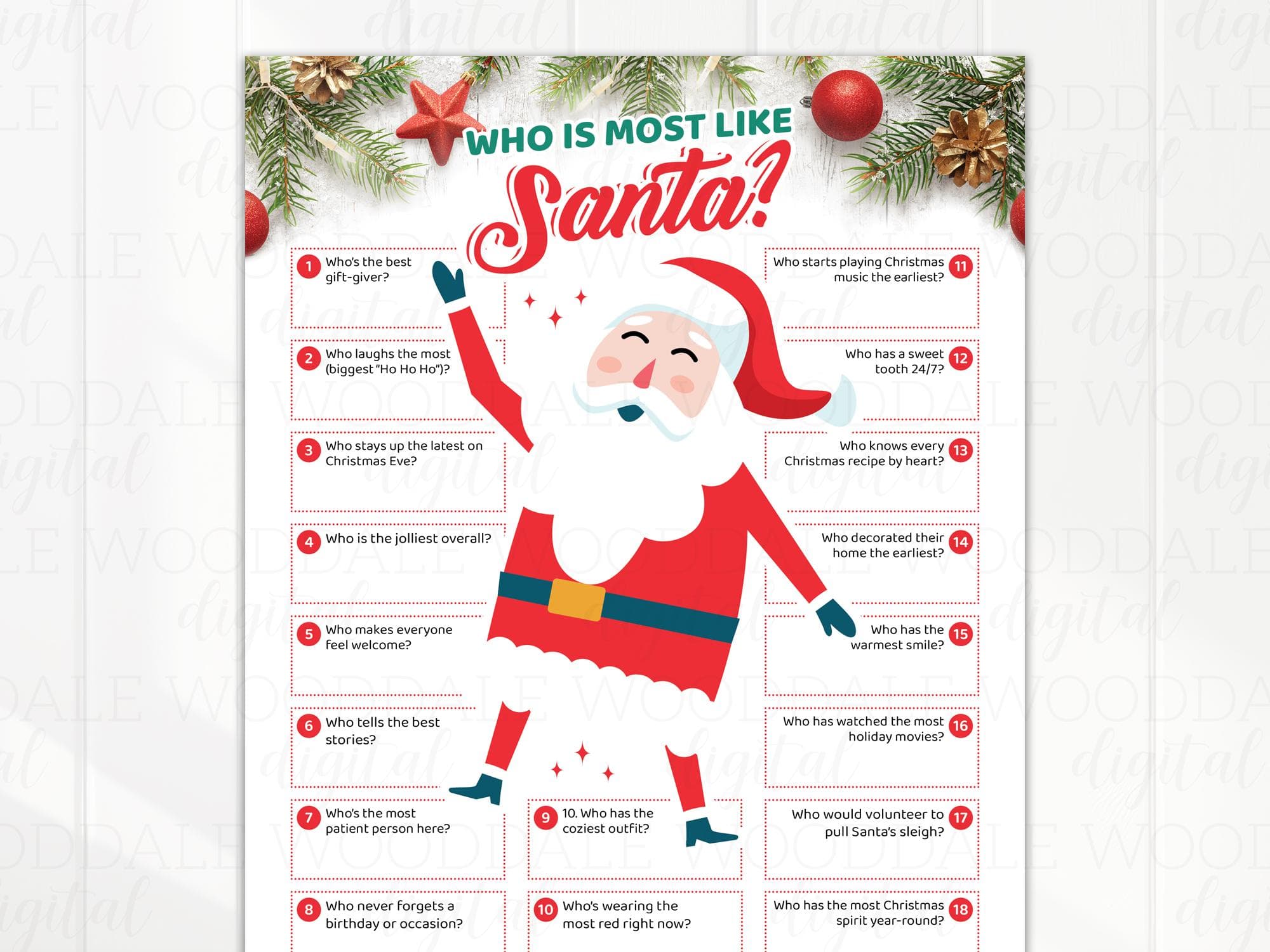 Who Is Most Like Santa? | Christmas Party Game | Printable PDF image 3
