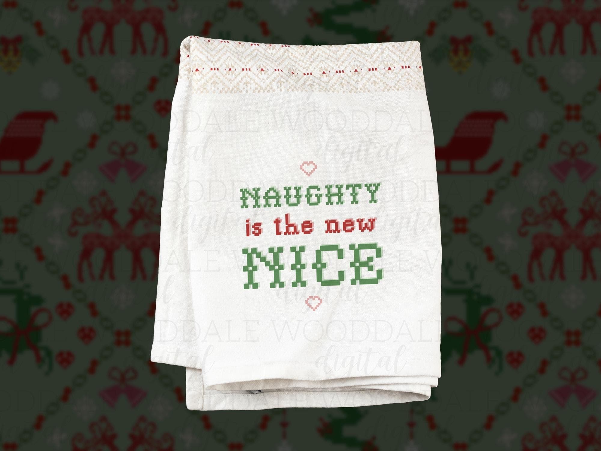 Naughty is the New Nice SVG – Retro Cross Stitch Christmas Saying – Vintage Holiday Design image 4