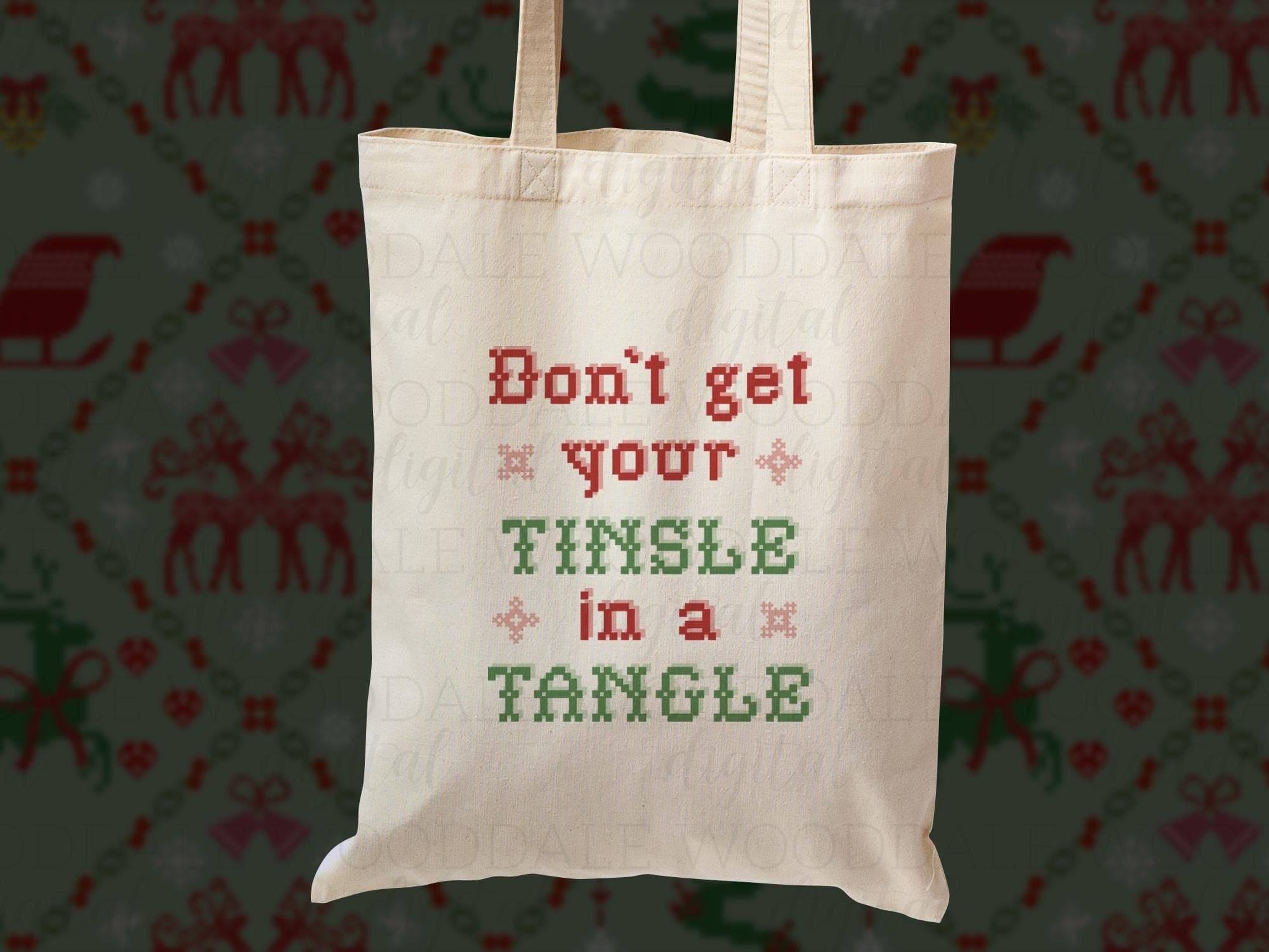 Don’t Get Your Tinsel in a Tangle SVG – Retro Cross Stitch Christmas Saying – Vintage Holiday Design image 4