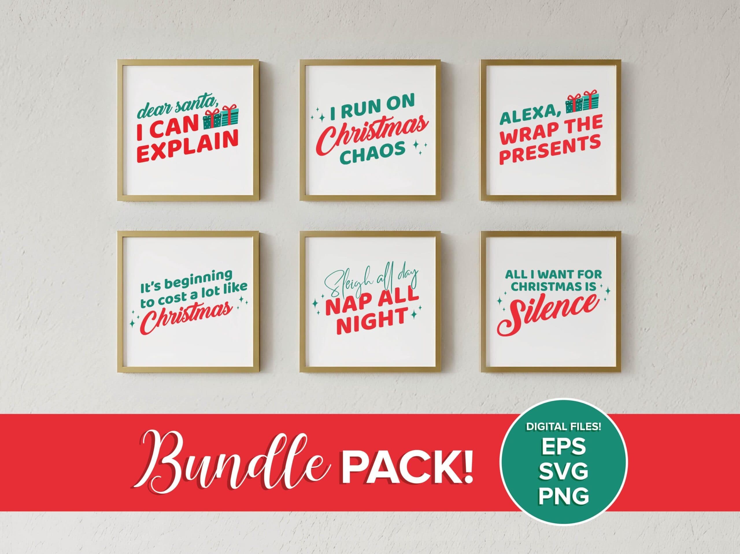 Funny Christmas Sayings SVG Bundle – 6 Funny Holiday Designs